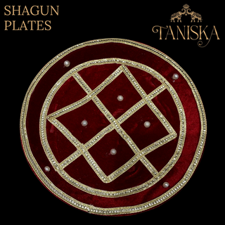 Decorative Maroon Shagun Plate