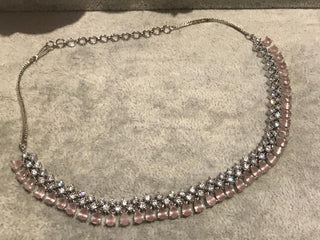 American Diamond Style Necklace Set - Silver