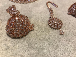 Cubic Zirconia Styled Necklace Set - Rose Gold