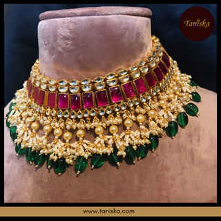 ARIAYANA Traditional Pachi-Kundan Necklace Set