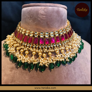 ARIAYANA Traditional Pachi-Kundan Necklace Set