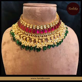 ARIAYANA Traditional Pachi-Kundan Necklace Set