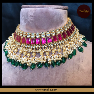 ARIAYANA Traditional Pachi-Kundan Necklace Set