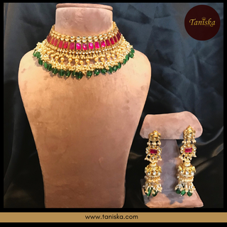 ARIAYANA Traditional Pachi-Kundan Necklace Set