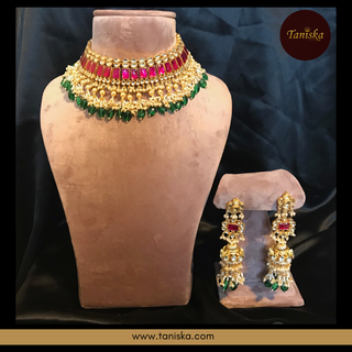 ARIAYANA Traditional Pachi-Kundan Necklace Set