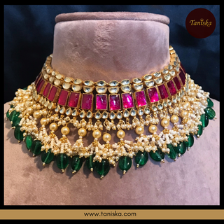 ARIAYANA Traditional Pachi-Kundan Necklace Set