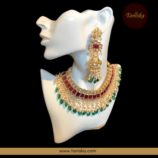 ARIAYANA Traditional Pachi-Kundan Necklace Set