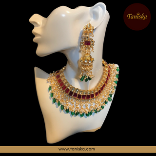 ARIAYANA Traditional Pachi-Kundan Necklace Set