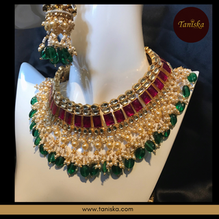 ARIAYANA Traditional Pachi-Kundan Necklace Set