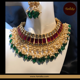 ARIAYANA Traditional Pachi-Kundan Necklace Set