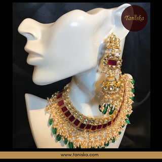 ARIAYANA Traditional Pachi-Kundan Necklace Set