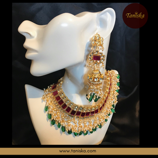 ARIAYANA Traditional Pachi-Kundan Necklace Set