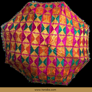 Decorative Umbrella's - Phulkari Umbrella - Multi