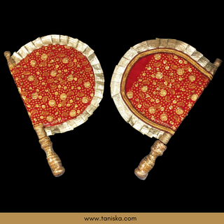 Deep Red Punjabi Pakhi (Hand Fans) - Pack of 2