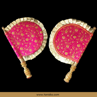 Hot Pink Punjabi Pakhi (Hand Fans) - Pack of 2