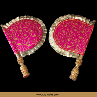 Hot Pink Punjabi Pakhi (Hand Fans) - Pack of 2