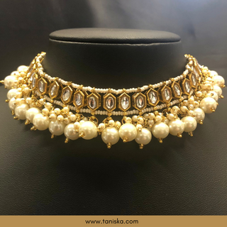 Golden Traditional Necklace Set - Antique Gold