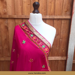 TANHP01 Hot Pink Punjabi Phulkari Dupatta