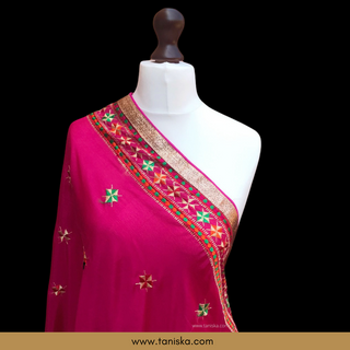 TANHP01 Hot Pink Punjabi Phulkari Dupatta