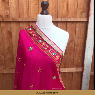 TANHP01 Hot Pink Punjabi Phulkari Dupatta