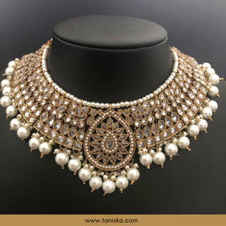 Golden 2 Traditional Necklace Set - Antique Gold