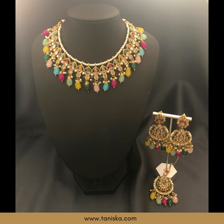 Multi Traditional Necklace Set - Antique Gold