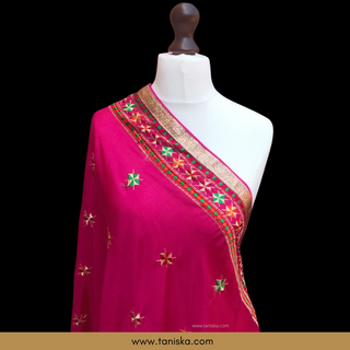 TANHP01 Hot Pink Punjabi Phulkari Dupatta