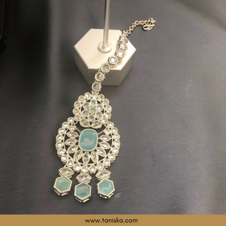 Icy Baby Blue Traditional Necklace Set - Antique Silver