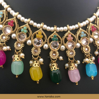 Multi Traditional Necklace Set - Antique Gold