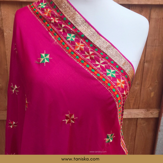 TANHP01 Hot Pink Punjabi Phulkari Dupatta