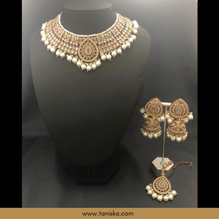 Golden 2 Traditional Necklace Set - Antique Gold