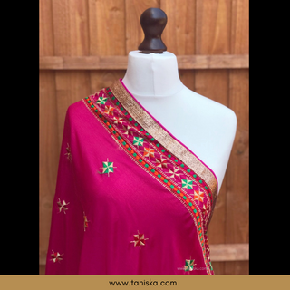 TANHP01 Hot Pink Punjabi Phulkari Dupatta