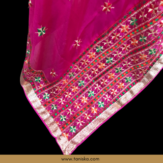 TANHP01 Hot Pink Punjabi Phulkari Dupatta