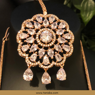 American Diamond Style Necklace Set - Rose Gold