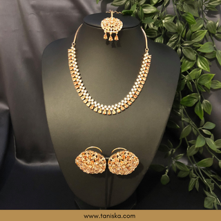 American Diamond Style Necklace Set - Rose Gold