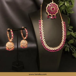 American Diamond Style Necklace Set - Rose Gold (Limited Edition)