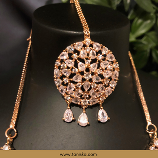 American Diamond Style Necklace Set - Rose Gold