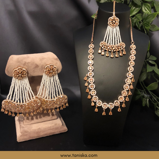 American Diamond Style Necklace Set - Rose Gold