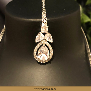 American Diamond Style Necklace Set - Silver