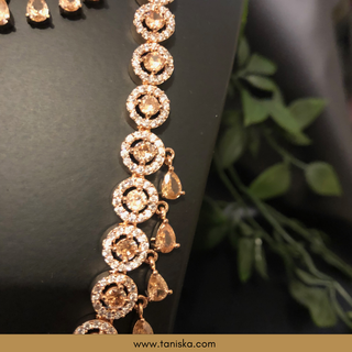 American Diamond Style Necklace Set - Rose Gold