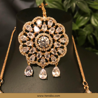 American Diamond Style Necklace Set - Rose Gold