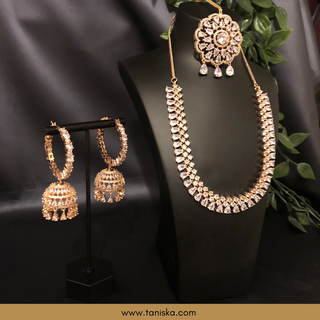 American Diamond Style Necklace Set - Rose Gold