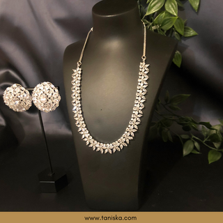 American Diamond Style Necklace Set - Silver