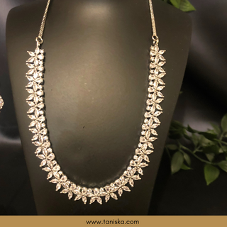 American Diamond Style Necklace Set - Silver