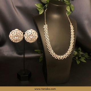 American Diamond Style Necklace Set - Silver