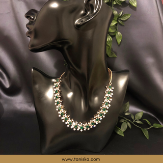 American Diamond Style Necklace (Necklace ONLY) - Rose Gold / Emerald Green