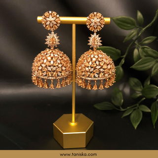 Copy of American Diamond Style Earring & Tikka Set - Hot Pink / Rose Gold