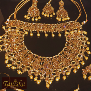 KAIRA Golden Bridal Necklace Set Bundle