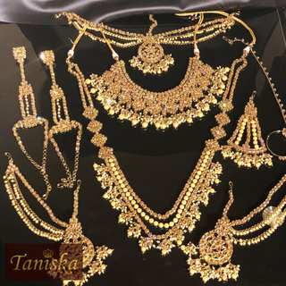 KAJAL Golden Bridal Necklace Set Bundle