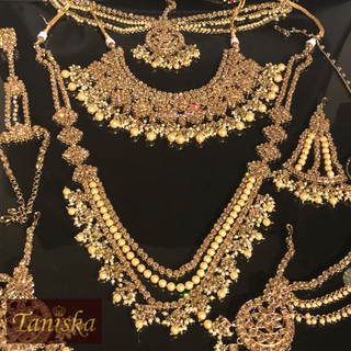 KAJAL Golden Bridal Necklace Set Bundle